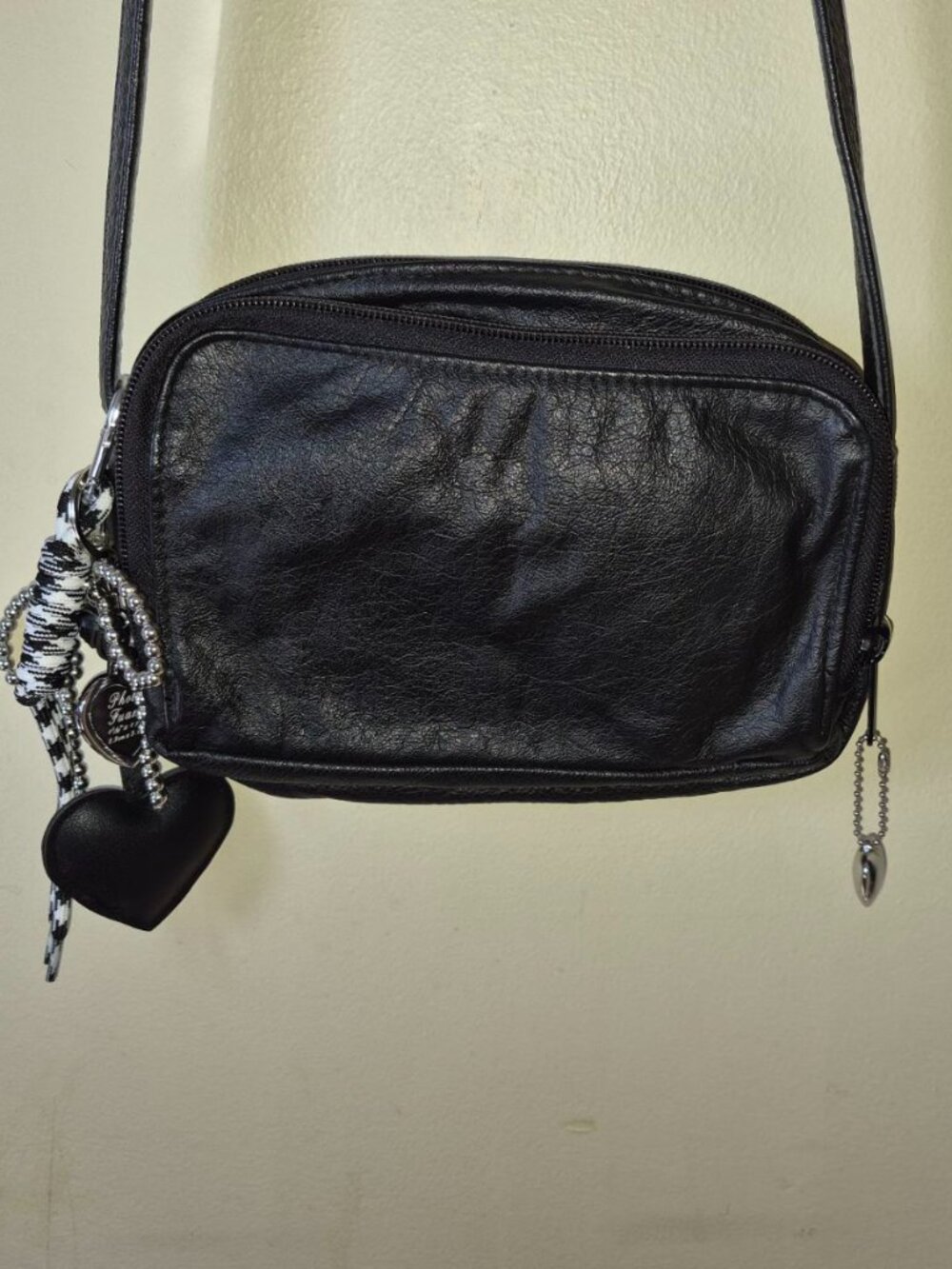 Vintage Genuine Lather Small Black Crossbody Bag